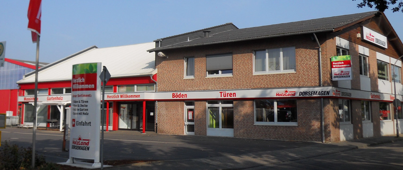 Vorderansicht des Gebäudes Holzland Dorsemagen in Kleve.