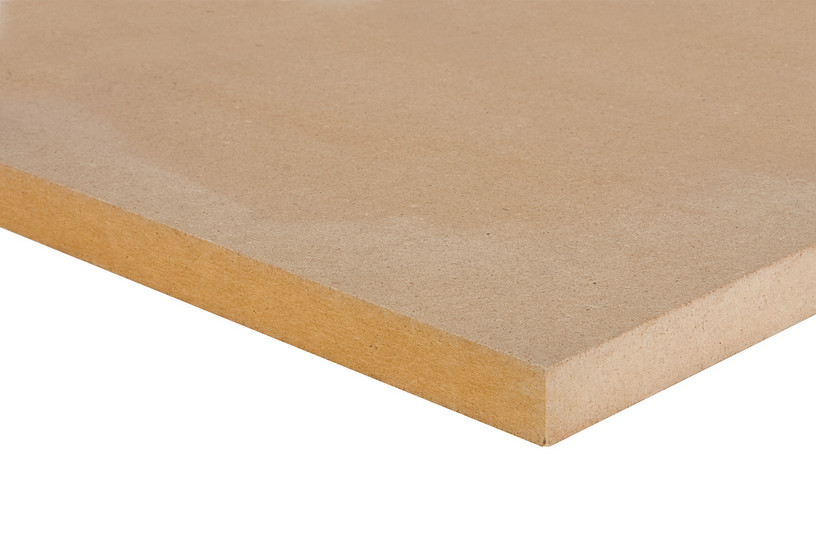 Naturbelassene MDF-Platte mit homogener, feiner Struktur.