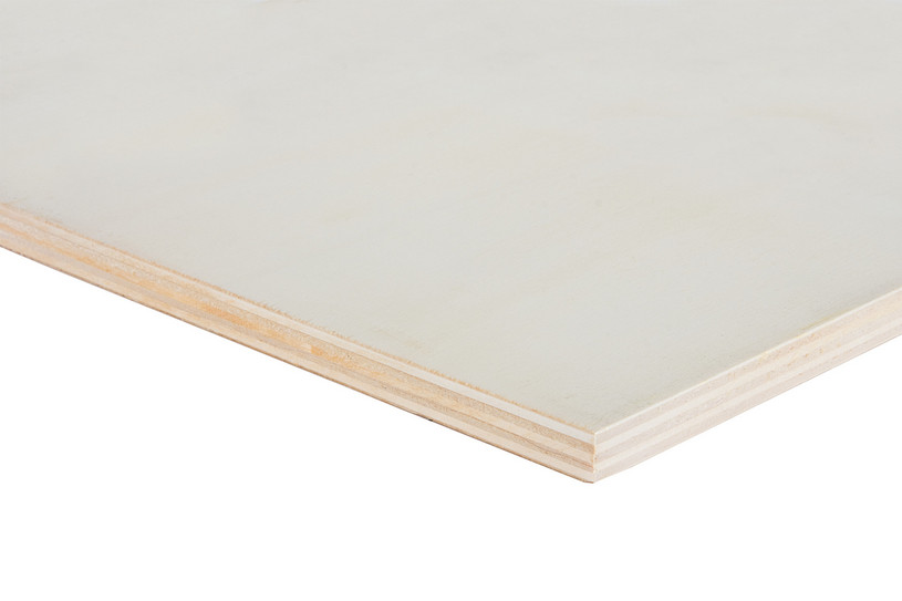 Sperrholzplatte aus Pappelholz mit heller, glatter Oberfläche und sichtbarem Schichtaufbau.